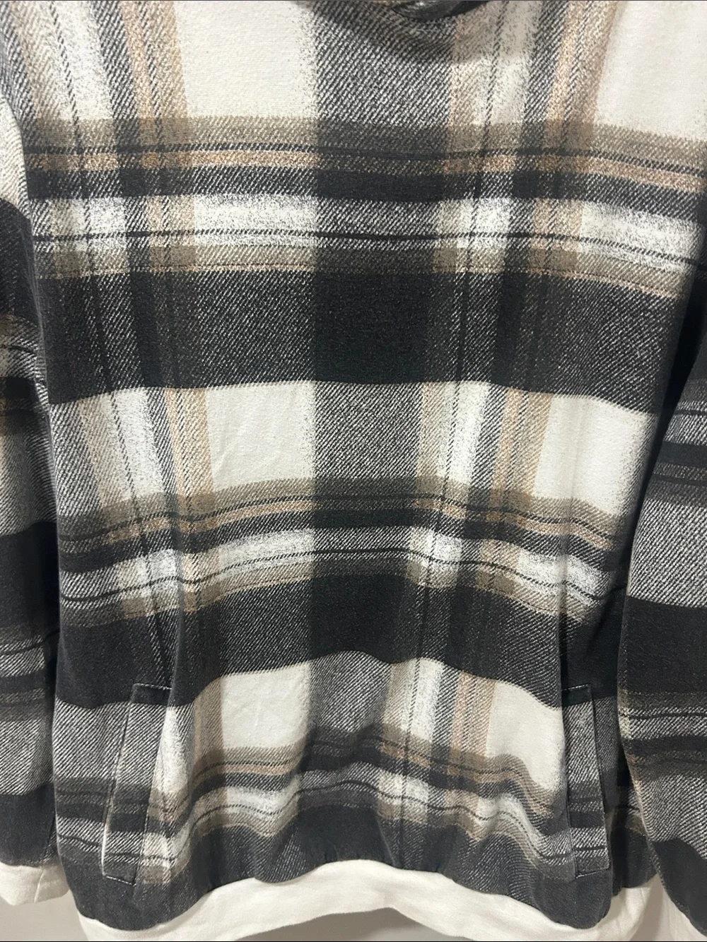 The Rail Plaid Crewneck Hoodie - Black, White & Brown